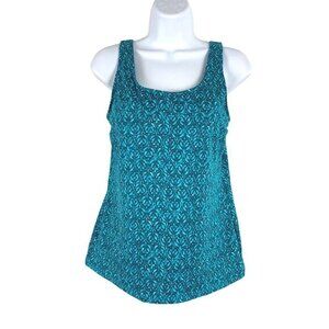 L.L. Bean‎ Tankini Swim Top Teal Printed Women's Size 8 Long